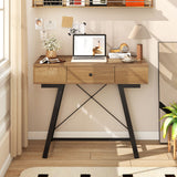 Vanity Desk with Flip Top Mirror Makeup Dressing Table-Rustic Brown