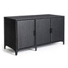 Patio Wicker Deck Box 3-Door PE Rattan Storage Container with Removable Shelves