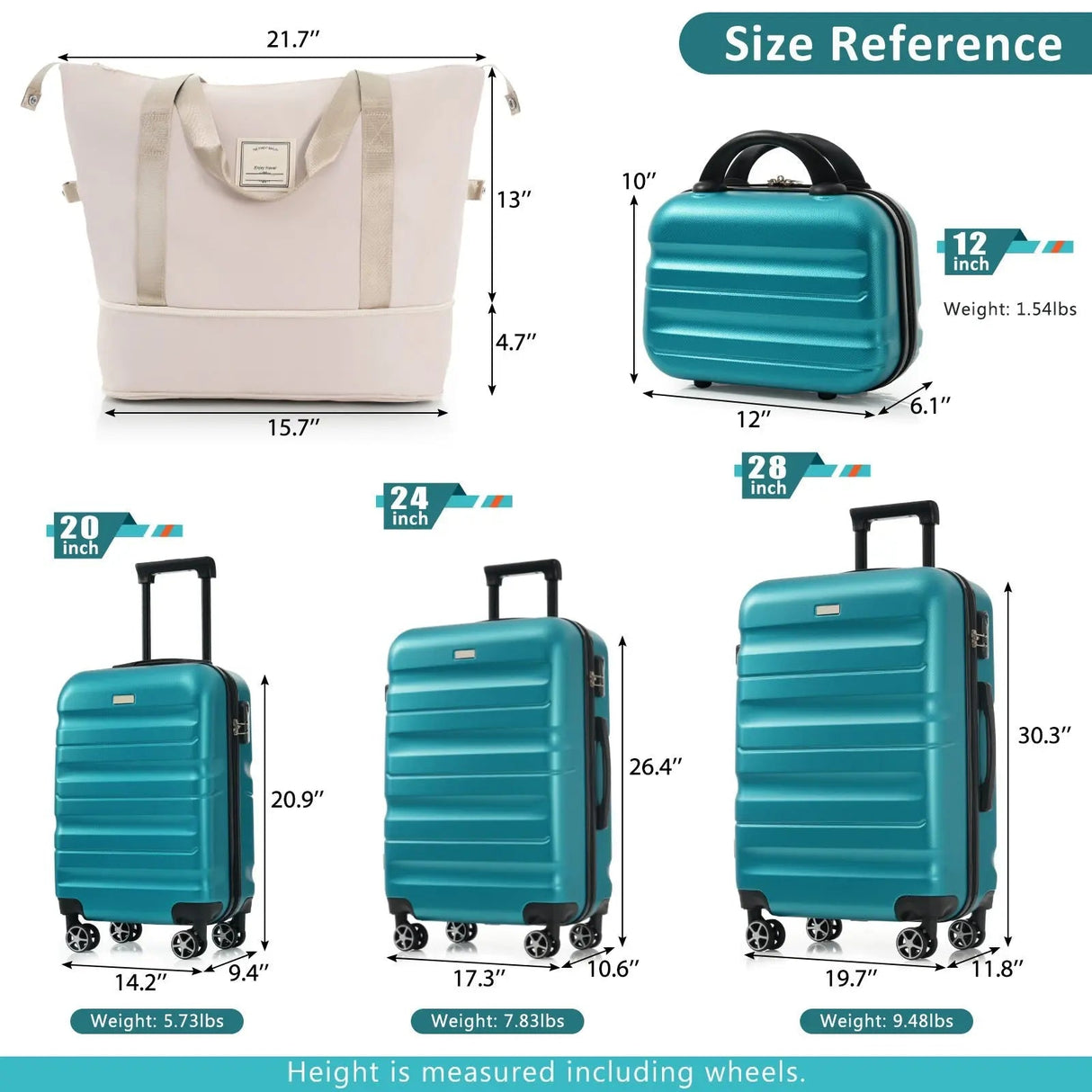 Hardshell ABS Luggage Set - Lightweight & Durable Suitcases with Dual