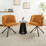 270° Swivel Home Office Desk Chairs Set of 2,Modern Dining Chairs, Upholstered Bedroom Chairs with Metal Base,Makeup Chair for Vanity, for Living Room, Bedroom,Study Room,Dining Room(Orange)