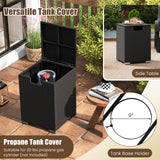 2-Piece Outdoor Rattan Fire Table Set 32 Inch Rectangle Gas Firepit with Tank Cover