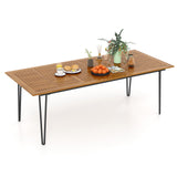 63 Inch Rectangular Outdoor Dining Table for 6 People with Acacia Wood Tabletop and Umbrella Hole