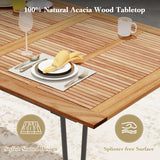 63 Inch Rectangular Outdoor Dining Table for 6 People with Acacia Wood Tabletop and Umbrella Hole