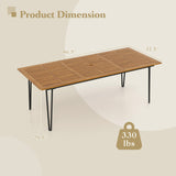 63 Inch Rectangular Outdoor Dining Table for 6 People with Acacia Wood Tabletop and Umbrella Hole