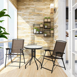 3 Pieces Bistro Patio Garden Furniture Set with Round Table and Folding Chairs