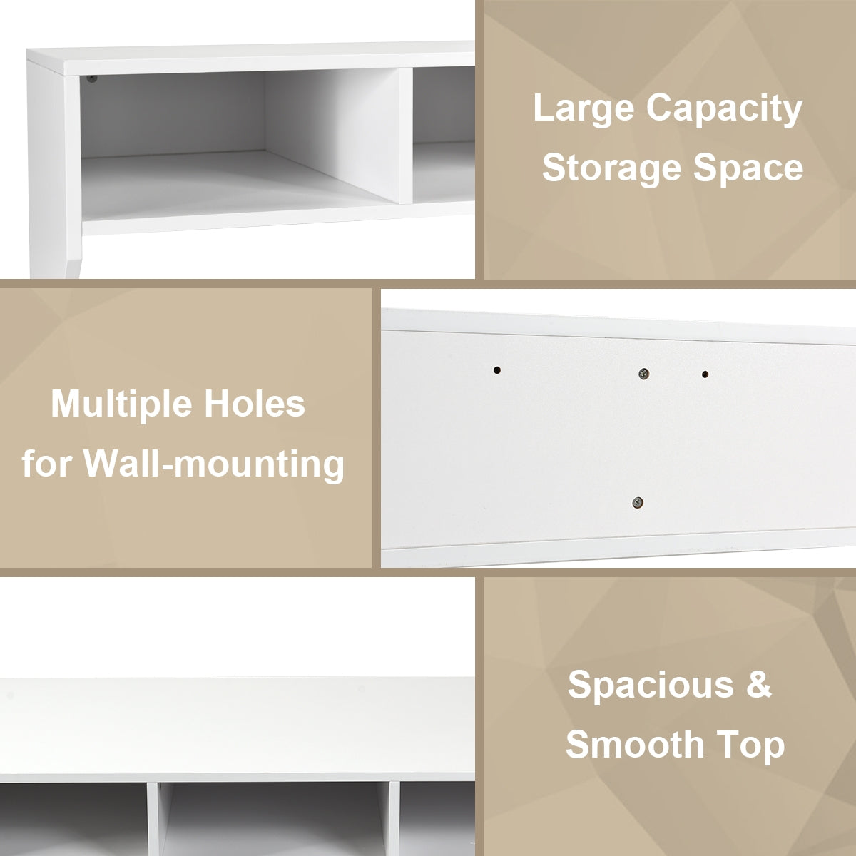 Wall Mounted Floating Sturdy Computer Table with Storage Shelf