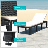 Patio Rattan Lounge Chair Chaise Couch Cushioned Height Adjustable