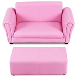Black/White Kids Double Sofa with Ottoman