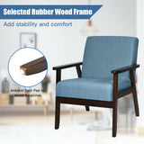 Solid Rubber Wood Fabric Accent Armchair