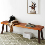 Set of 2 Patio Acacia Wood Dining Benches
