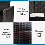 2PCS Patio Rattan Sectional Conversation Sofa Set