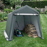 8.3 x 14 Feet Outdoor Storage Shed with Roll-Up Zipper Door-Green