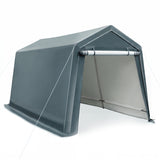 8.3 x 14 Feet Outdoor Storage Shed with Roll-Up Zipper Door-Green