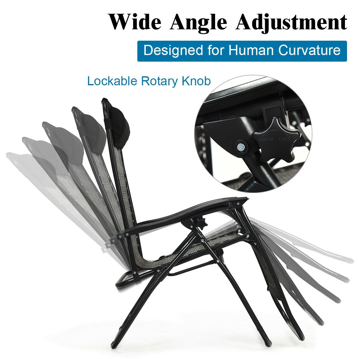 2 Pieces Folding Patio Rattan Zero Gravity Lounge Chair