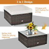 6 Pcs Patio Rattan Furniture Set with Sectional Cushion
