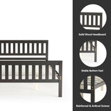 Full Size Wood Platform Bed with Headboard