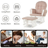 Wood Glider and Ottoman Set with Padded Armrests and Detachable Cushion