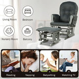 Wood Glider and Ottoman Set with Padded Armrests and Detachable Cushion