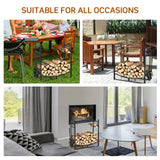 36 Inch Fireplace Log Holder with Kindling Holders and Shovel