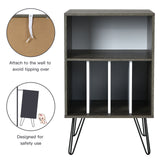 Freestanding Record Player Stand Storage Cabinet with Metal Legs