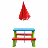 Kids Picnic Folding Table and Bench with Umbrella