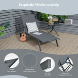 6-Poisition Adjustable Outdoor Chaise Recliner with Wheels