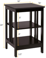 2 Pieces 3-Tier Nightstand with Reinforced Bars and Stable Structure