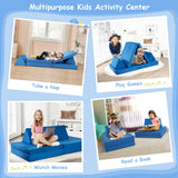 4-Piece Convertible Kids Couch Set with 2 Folding Mats