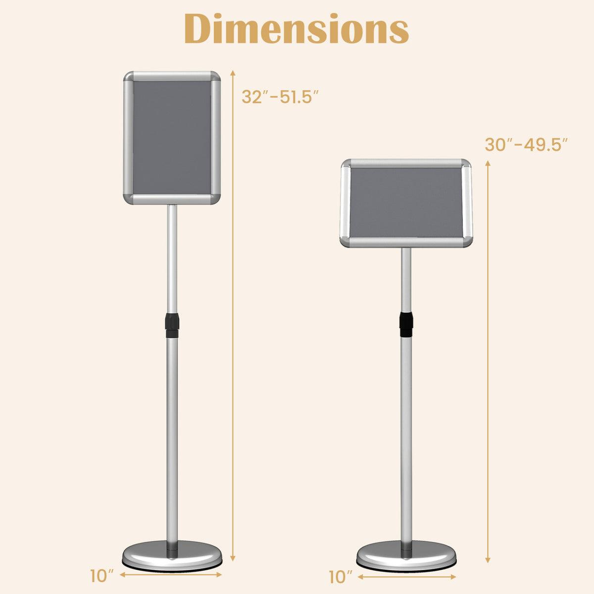 8.5 x 11Inch Sign Holder Stand with Snap-Open Frame and 360Â° Rotation