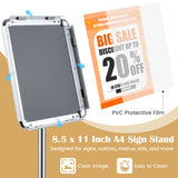 8.5 x 11Inch Sign Holder Stand with Snap-Open Frame and 360Â° Rotation