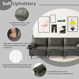 Large 3-Seat Sofa Sectional with Metal Legs and 2 USB Ports for 3-4 people