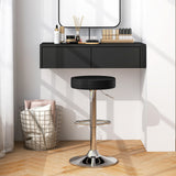Set of 2 Adjustable Round PU Leather Swivel Barstool with Chrome Footrest