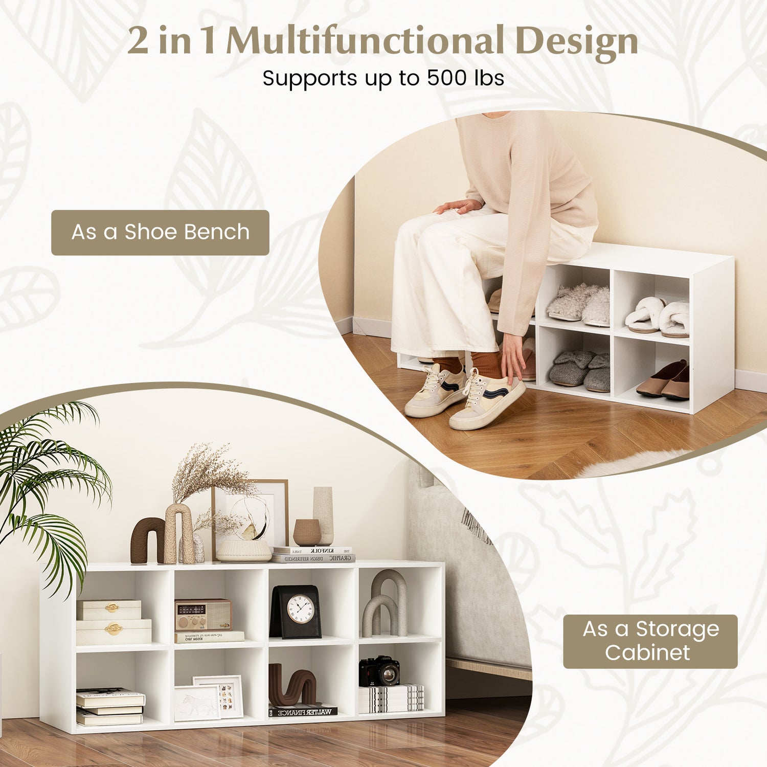 8 Cubbies Shoe Organizer with 500 LBS Weight Capacity