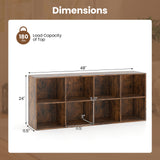 8-Cube Bookcase Bookshelf with 2 Anti-Tipping Kits Storage Organizer