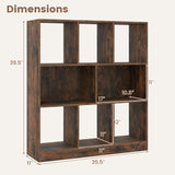 8-Cube Bookcase 3-Tier with 2-Sized Compartments and Anti-Tip Kits for Living Room