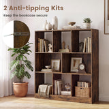 8-Cube Bookcase 3-Tier with 2-Sized Compartments and Anti-Tip Kits for Living Room