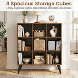 8-Cube Bookcase with Raised Support Legs for Living Room