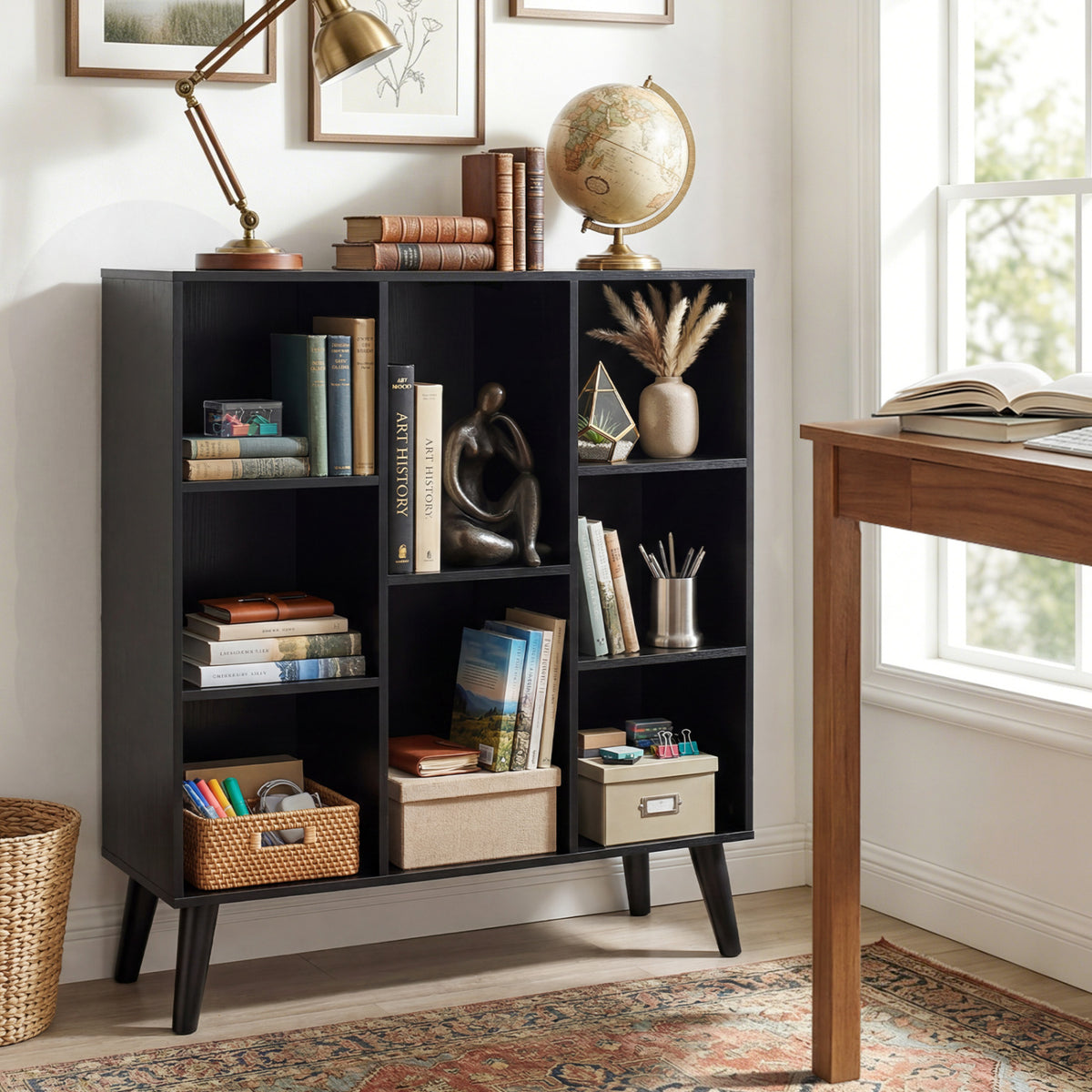 8-Cube Bookcase with Raised Support Legs for Living Room