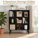 8-Cube Bookcase with Raised Support Legs for Living Room