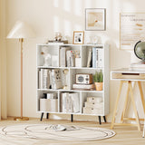 8-Cube Bookcase with 5 Tapered Metal Legs