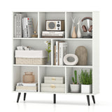 8-Cube Bookcase with 5 Tapered Metal Legs