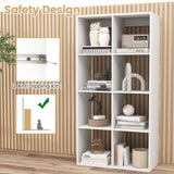 8 Cube Bookshelf with Back Guardrail for Living Room Bedroom-White