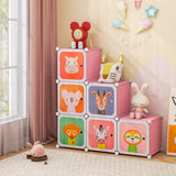 8 Cube Kids Wardrobe Closet with Hanging Section and Doors-8 Cubes