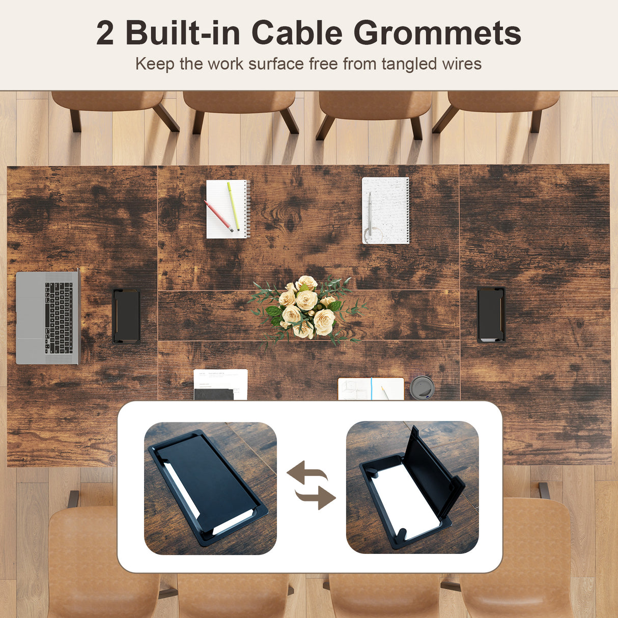 8 FT Conference Room Table Large Meeting Table Seats up to 10 People