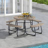 8-Person Outdoor Picnic Table and Bench Set with Umbrella Hole
