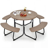 8-Person Outdoor Picnic Table and Bench Set with Umbrella Hole