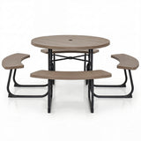 8-Person Outdoor Picnic Table and Bench Set with Umbrella Hole