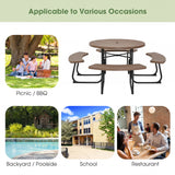 8-Person Outdoor Picnic Table and Bench Set with Umbrella Hole