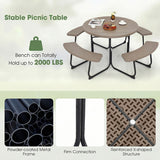 8-Person Outdoor Picnic Table and Bench Set with Umbrella Hole