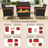 8 Piece Patio Wicker Sofa Set 4 Rattan Chairs and 2 Loveseat with 2 Table